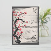  Cherry Blossom bruiloft Kaart (Staand voorkant)