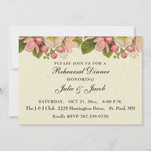  Cherry Blossom Bruiloft repetitie diner Kaart (Voorkant)