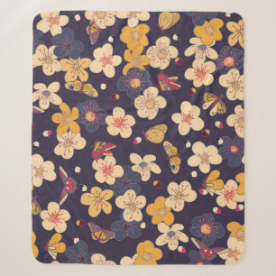 Cherry Blossom Butterfly Aziatische print Sherpa Deken