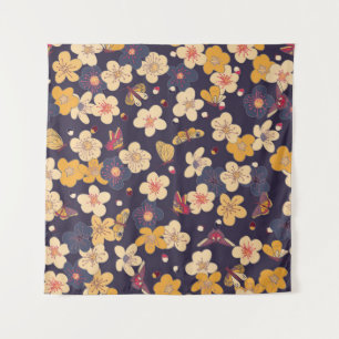 Cherry Blossom Butterfly Aziatische print Wandkleed