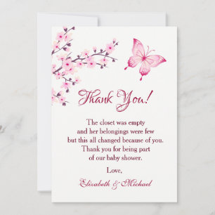 Cherry Blossom Butterfly Baby shower Hartelijk d Kaart