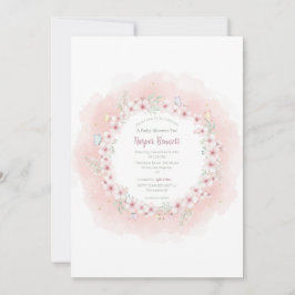 Cherry Blossom Butterfly Baby shower Uitnodiging