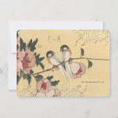Cherry Blossom Chickadee Damask Wedding Kaart (Achterkant)
