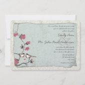 Cherry Blossom Chickadee Damask Wedding Kaart (Voorkant)