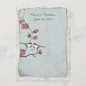 Cherry Blossom Chickadee Damask Wedding Menu (Achterkant)