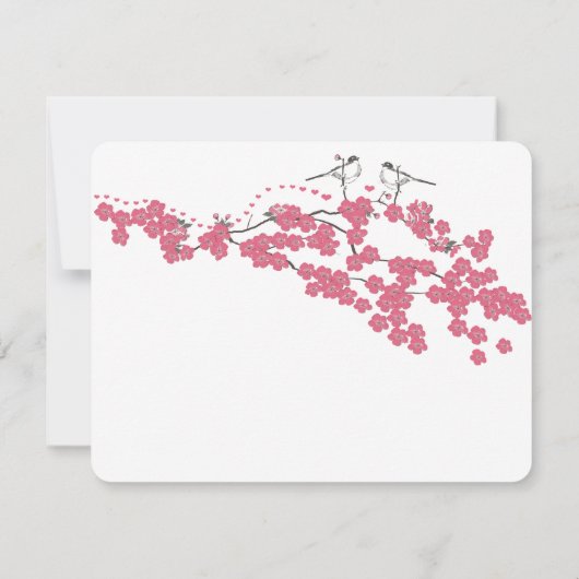  Cherry Blossom Chickadee Wedding RSVP (Achterkant)