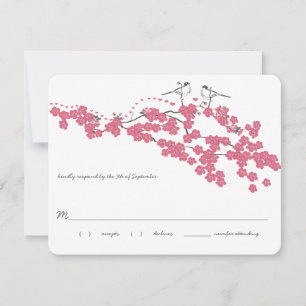  Cherry Blossom Chickadee Wedding RSVP