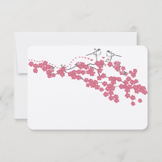 Cherry Blossom Chickadee Wedding RSVP (Achterkant)