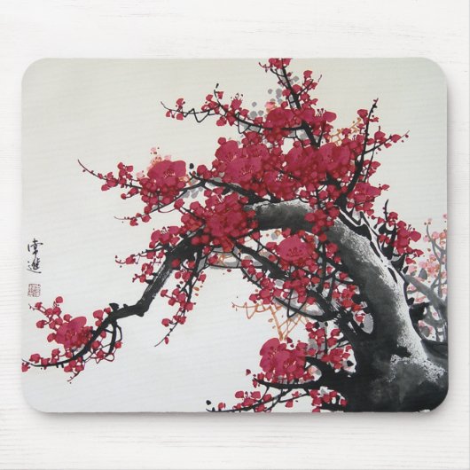 Cherry Blossom - Chinees schilderen Mousepad Muismat (Voorkant)