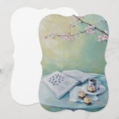 Cherry Blossom, Coffee, Crossword Blank Invitation Kaart (Voorkant / Achterkant)