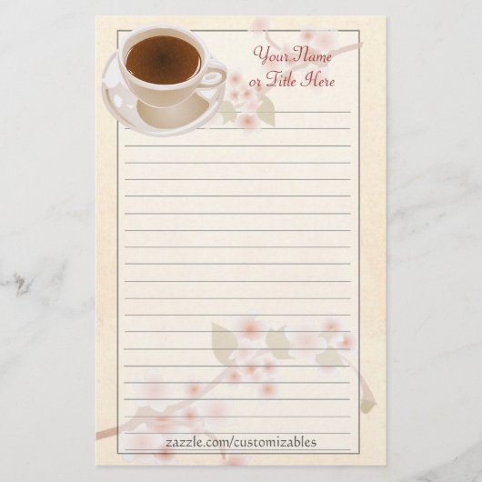 Cherry Blossom Coffee Stationery Briefpapier (Voorkant)
