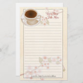 Cherry Blossom Coffee Stationery Briefpapier (Voorkant / Achterkant)