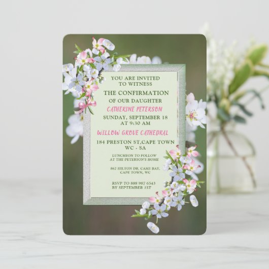 Cherry Blossom Confirmation Invitation (Debout devant)