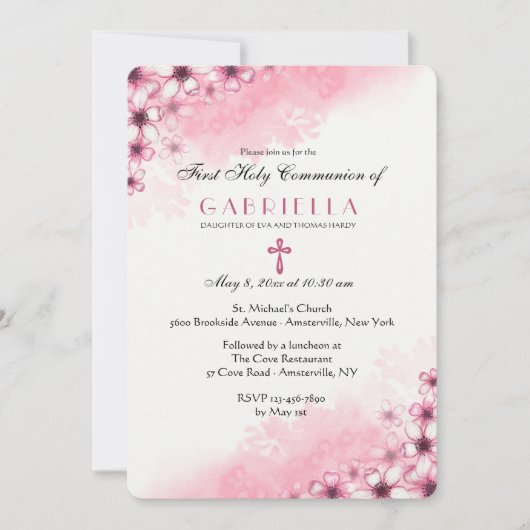 Cherry Blossom Corner Invitation Kaart (Voorkant)