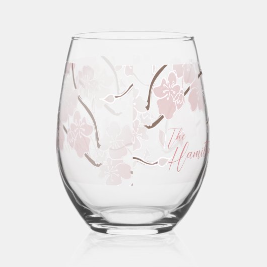 Cherry Blossom Custom Ingesteld Jaar Wijnglas Zonder Voet (Links)