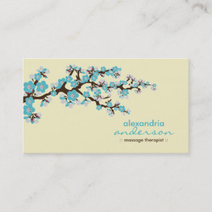 Cherry Blossom Custom Visitekaartjes (aqua)