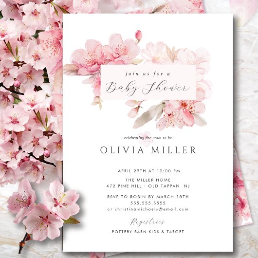 Cherry Blossom Delight Baby shower Invitation Kaart