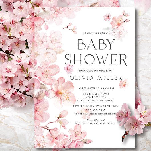 Cherry Blossom Delight Bébé Douche Invitations