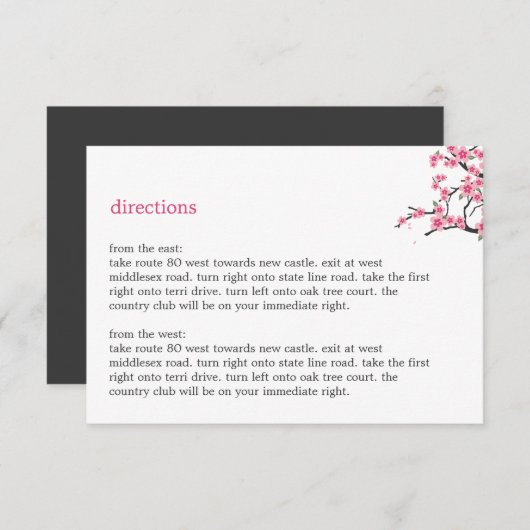 Cherry Blossom Direction Card Informatiekaartje (Voorkant / Achterkant)