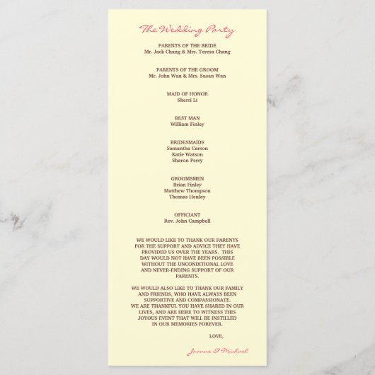 Cherry Blossom Double Bonheur Programme de mariage (Dos)