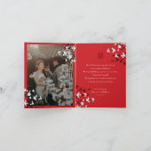 Cherry Blossom & Double Happiness Chinese Wedding Bedankkaart (Binnen)