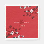 Cherry Blossom & Double Happiness Chinese Wedding Servet (Voorkant)
