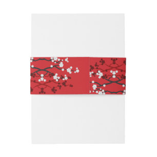 Cherry Blossom & Double Happiness Chinese Wedding Uitnodigingen Wikkel