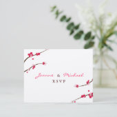 Cherry Blossom Double Happiness RSVP Card Kaartje (Staand voorkant)