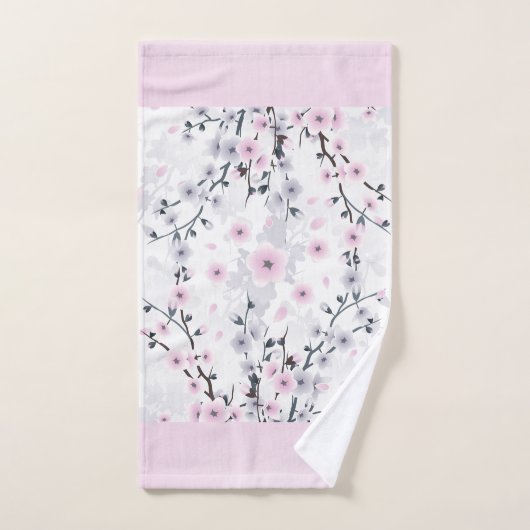Cherry Blossom Dusky Pink Mauve Monogram Bad Handdoek (Handdoek)