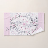 Cherry Blossom Dusky Pink Mauve Monogram Bad Handdoek (Handdoek)