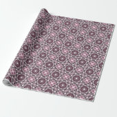 Cherry Blossom Dusky Roos Dot Mandala Diamond Tege Cadeaupapier (Uitgerold)