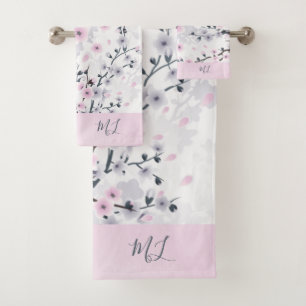 Cherry Blossom Dusky Rose Mauve Monogramme
