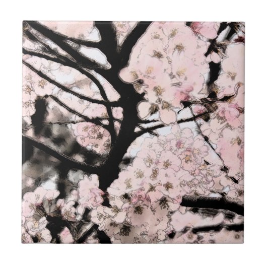 Cherry Blossom Edited Tegeltje (Voorkant)