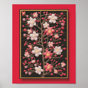 Cherry Blossom Elegance: een bloemensymfonie Poster