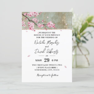  Cherry Blossom Elegant Floral Wedding Kaart