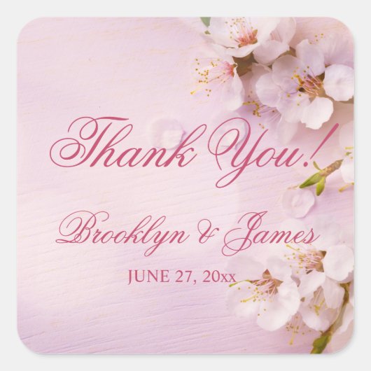 Cherry Blossom Elegant Wedding Stickers (Voorkant)