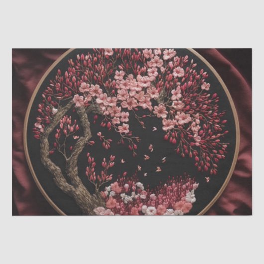 Cherry Blossom Embroized Wedding  Wrappi Tissuepapier (Voorkant)