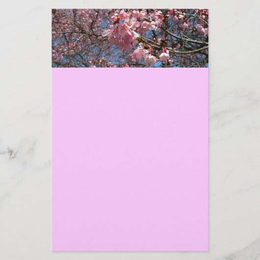 Cherry Blossom en Bee Pink Spring Flowers Briefpapier (Voorkant)