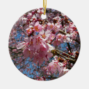 Cherry Blossom en Bee Pink Spring Flowers Keramisch Ornament