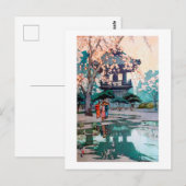 Cherry Blossom en Belfry, Hiroshi Yoshida Briefkaart (Voorkant / Achterkant)
