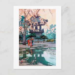Cherry Blossom en Belfry, Hiroshi Yoshida Briefkaart