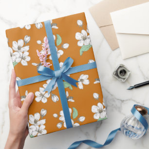 Cherry Blossom en bijen Amber Naadloos Cadeaupapier