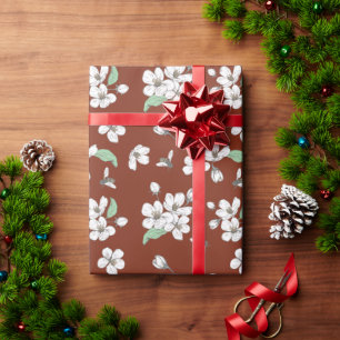 Cherry Blossom en bijen Donker Amber Naadloos Cadeaupapier