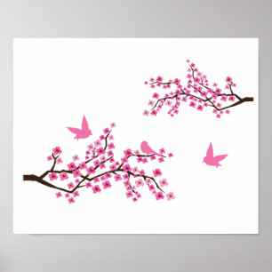 Cherry Blossom en Birds Poster