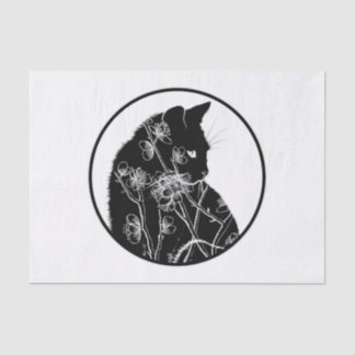 Cherry Blossom en Black Cat Floral patroon Tissuepapier