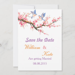 Cherry Blossom en Blue Birds Save the Date