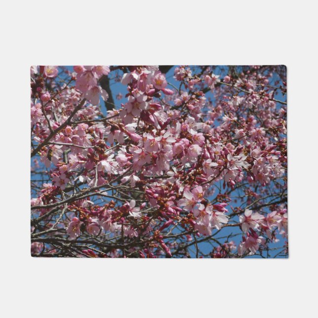 Cherry Blossom en Blue Sky Spring Floral Deurmat (Voorkant)