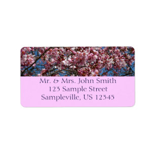 Cherry Blossom en Blue Sky Spring Floral Etiket