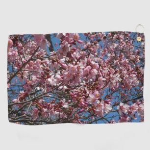 Cherry Blossom en Blue Sky Spring Floral Golfhanddoek