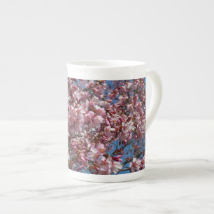 Cherry Blossom en Blue Sky Spring Floral Porselein Kop